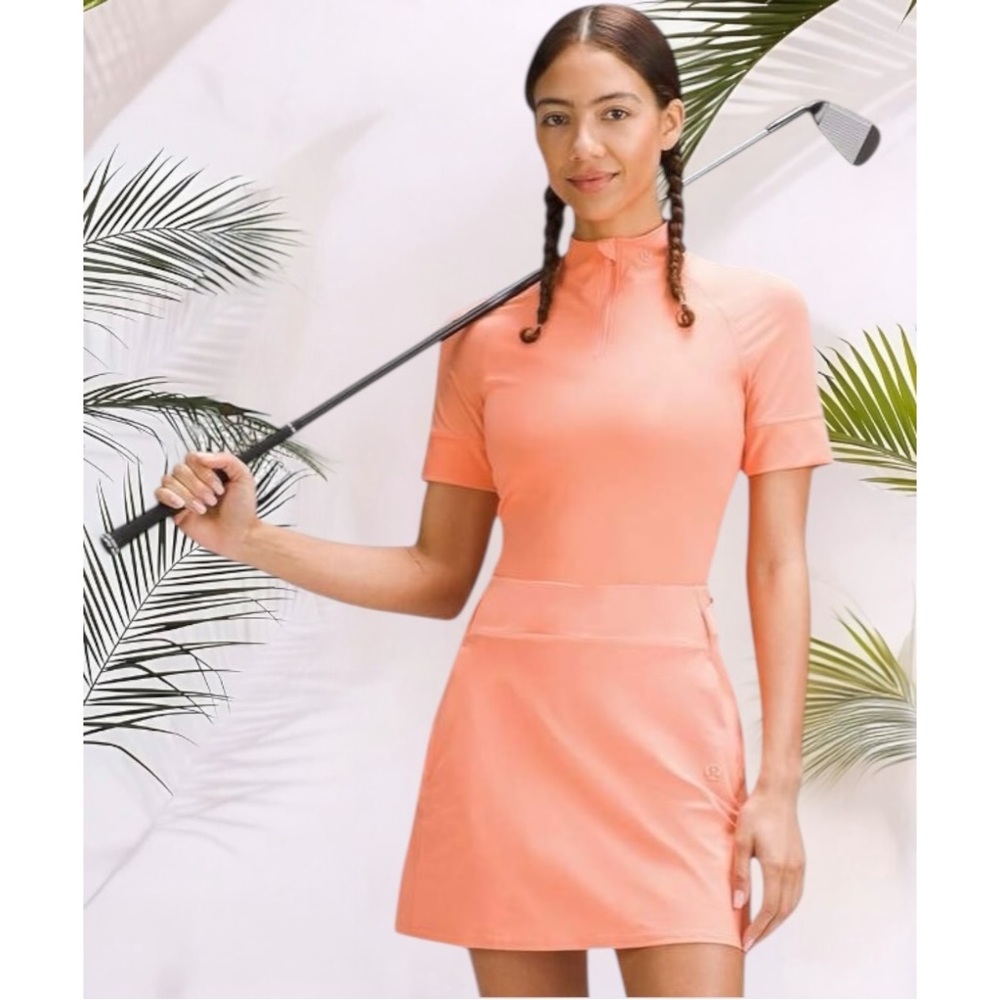 RARE! NEW Lululemon Short-Sleeve Shirt Sz. 6 - Sunny Coral *Nulux Half-Zip Golf